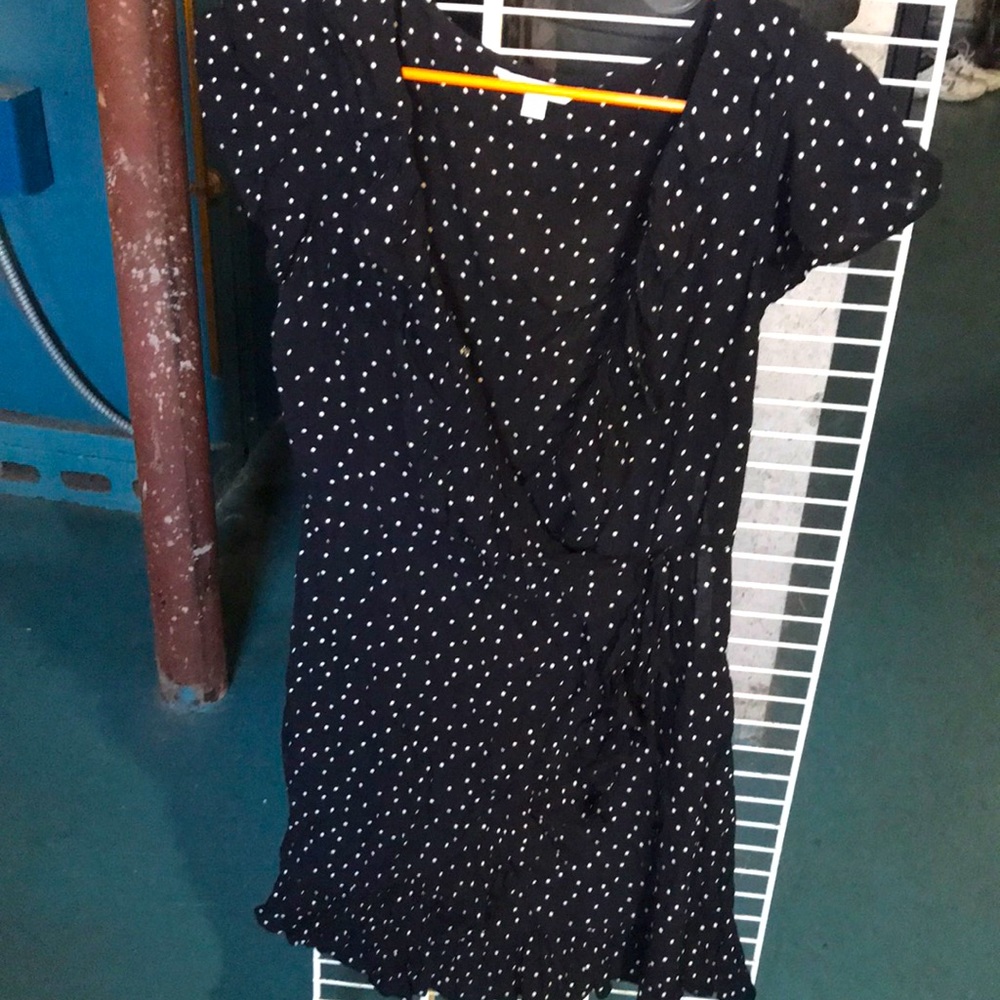 Black and White Faux Wrap dress